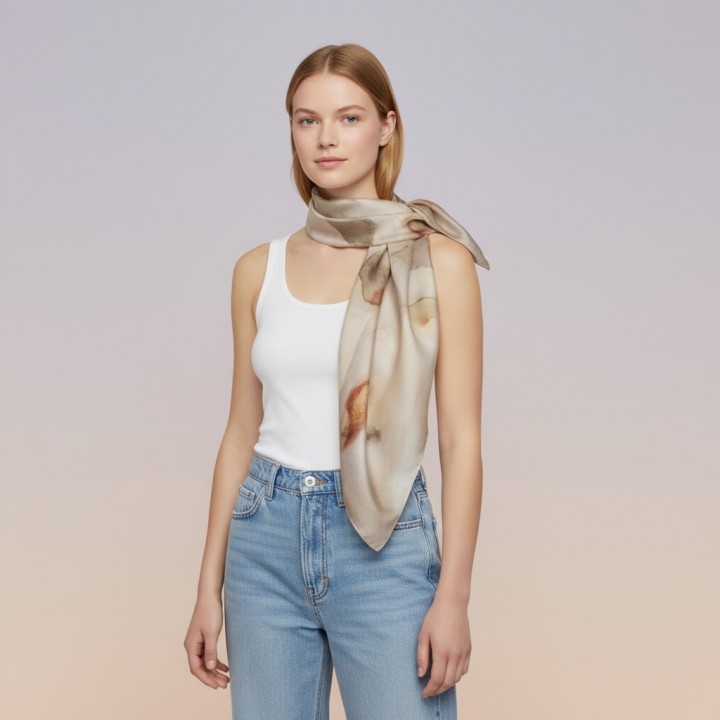 Khăn lụa vuông Thiên thần vàng hoàng ngọc